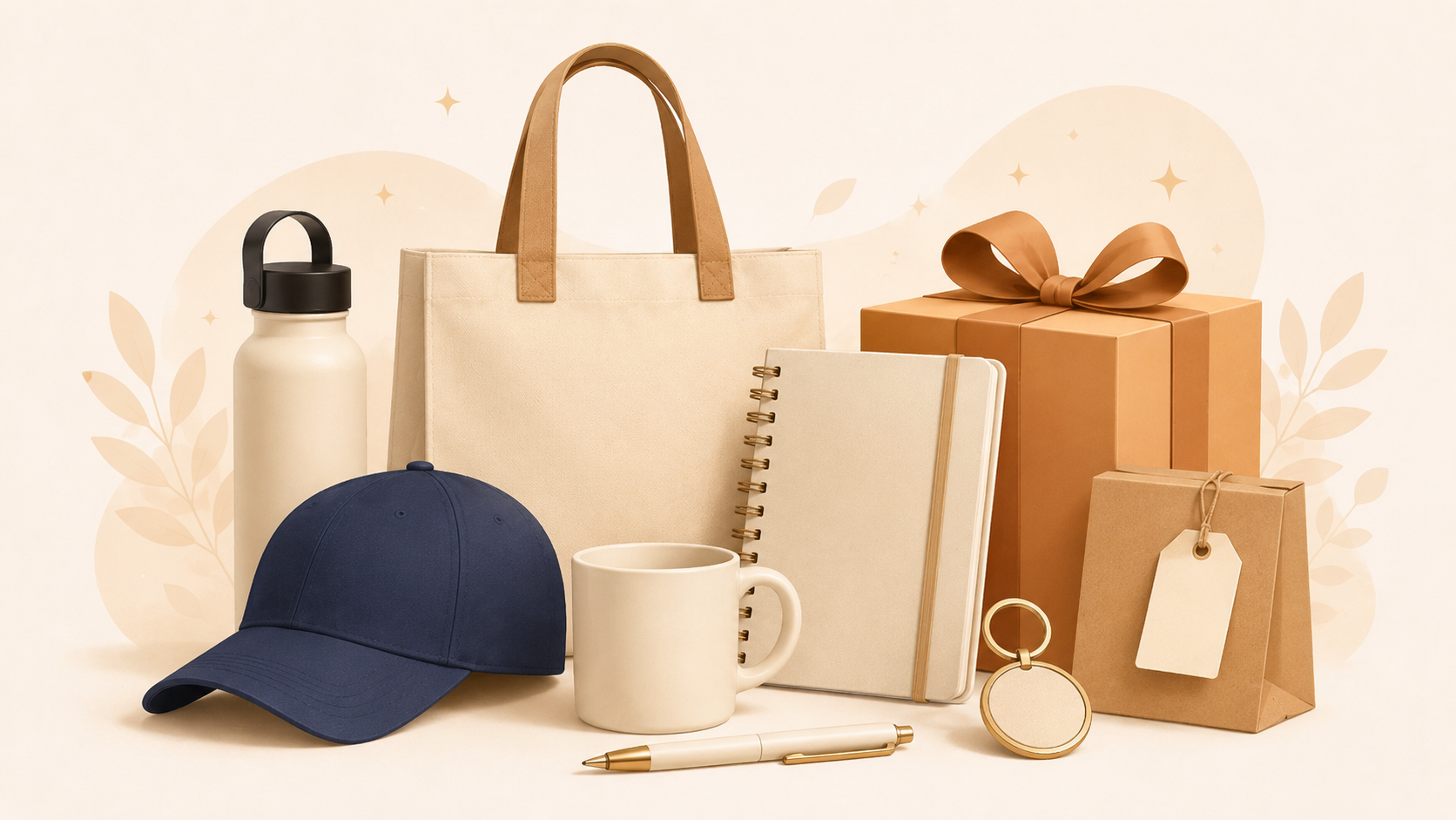 Illustration de goodies, cadeaux d’entreprise et objets publicitaires personnalisés